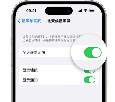 奈曼苹果15预约维修分享iPhone15如何设置全天候显示屏幕可见 